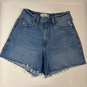 Abercrombie & Fitch Blue the dad short high rise denim jean distressed 26 2